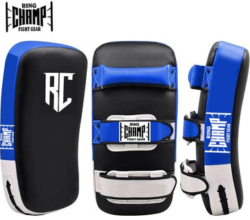 Ring Champ Blue Leather Thai Kick Pads
