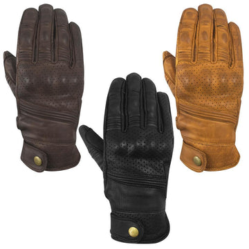 Summer Leather Motorbike Gloves